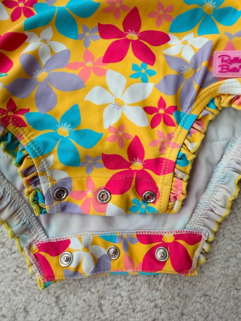 Ruffle Butts Yellow Multi Floral Long-Sleeve Rashguard - Picture 6 of 11